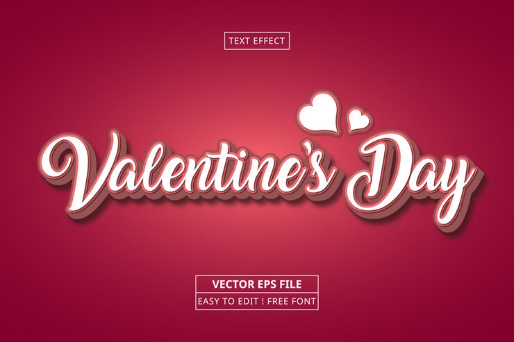 Vector texto 3d feliz día de san valentín efecto día de san valentín