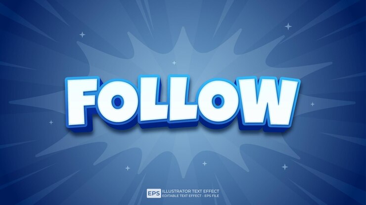 Vector texto 3d seguir fuente de efecto de texto editable