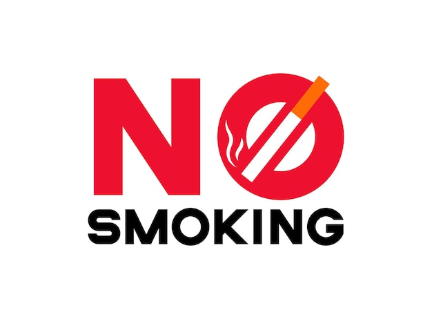 Texto de advertencia contra el tabaquismo y cigarrillo con ilustración vectorial del signo de humo