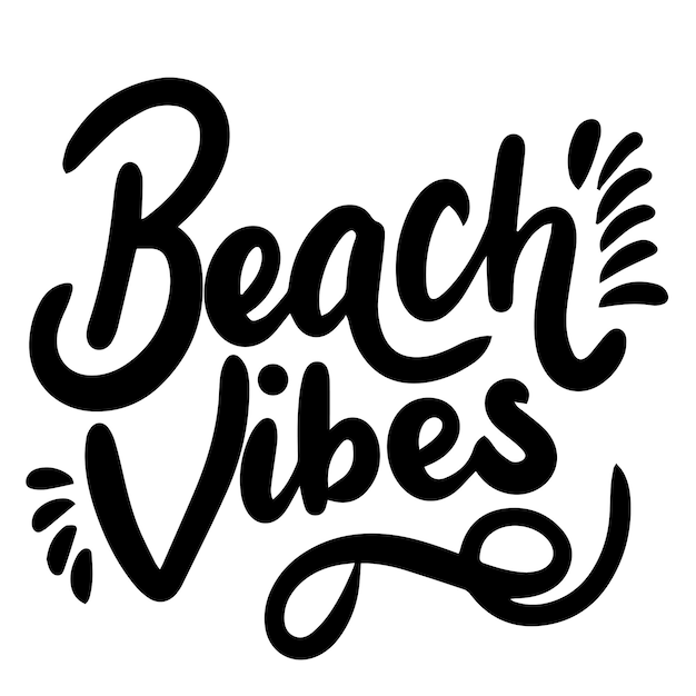 Texto aislado de Beach Vibes en un fondo transparente Arte vectorial dibujado a mano