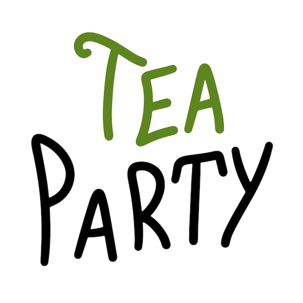 Texto aislado de la fiesta del té Arte vectorial dibujado a mano