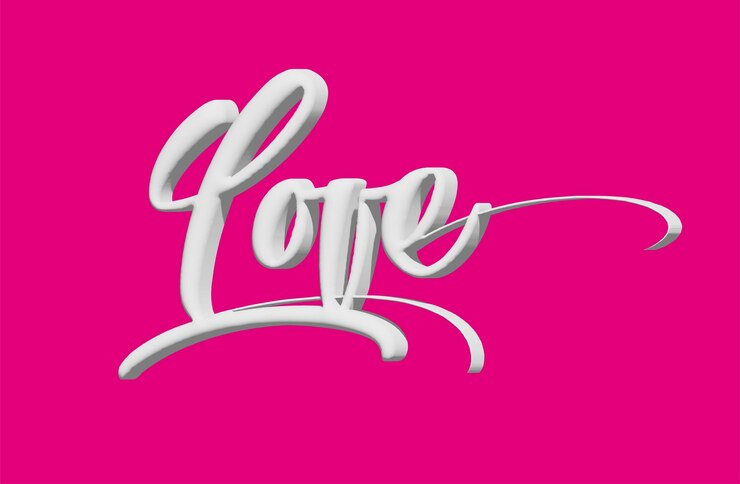 Vector el texto de amor en 3d es rosa.