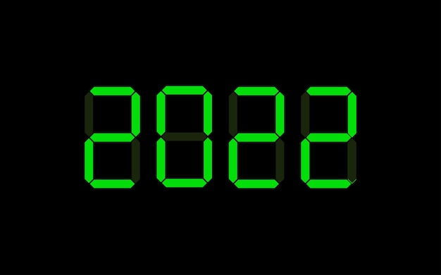 Texto de año nuevo 2022 en fuente digital Icono de visualización vectorial sobre fondo negro
