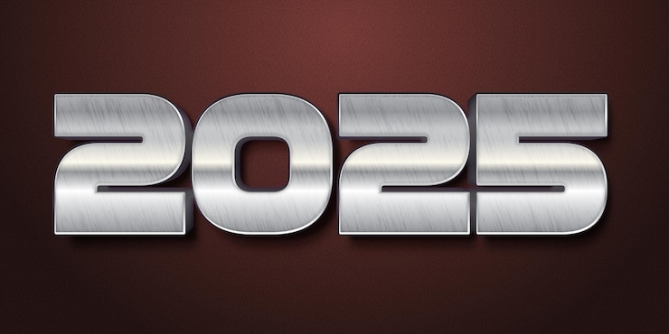 Vector texto para el año nuevo 2025 con múltiples colores y texto editable renderizado en 3d