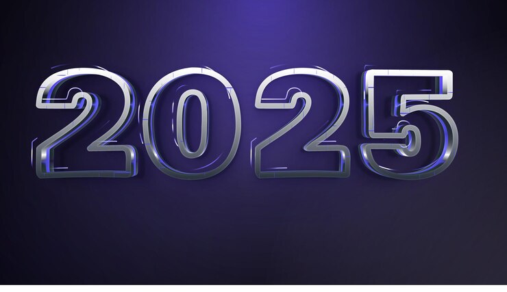 Vector texto para el año nuevo 2025 con múltiples colores y texto editable renderizado en 3d