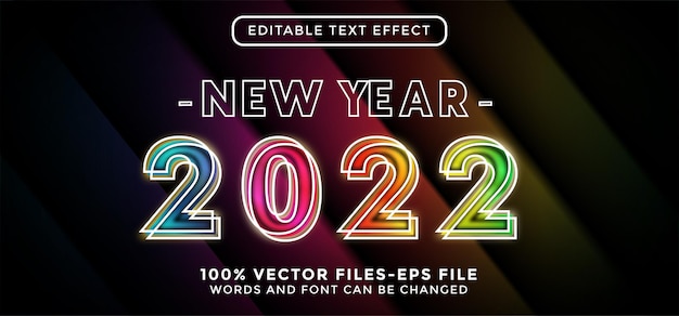 Texto de año nuevo con textura dorada. vectores premium de efecto de texto editable