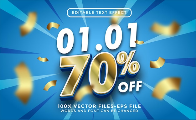 Texto de año nuevo con textura dorada. vectores premium de efecto de texto editable