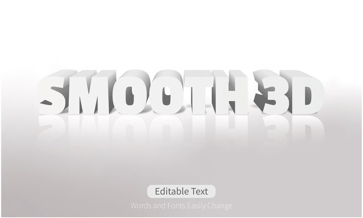 Vector texto de apariencia 3d realista cambiable, letra fácilmente editable, reflejo de texto blanco 3d y sh