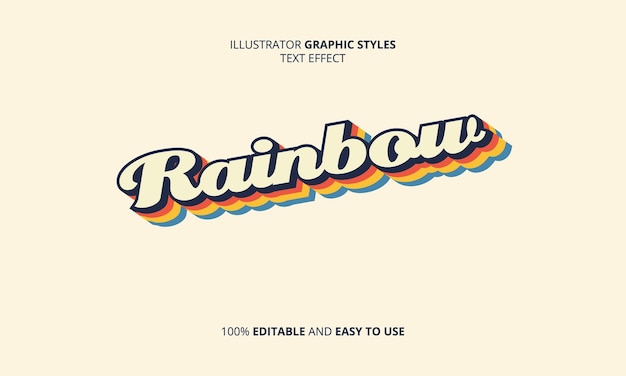 Texto del arco iris, estilo de efecto de texto colorido vintage