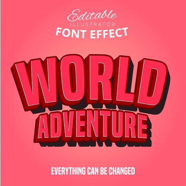 Texto de aventura mundial, efecto de fuente editable