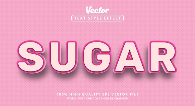 Texto de azúcar con estilo de color rosa, efecto de texto editable