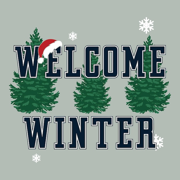 Texto de bienvenida de invierno Cita de Navidad tipografía retro ondulada
