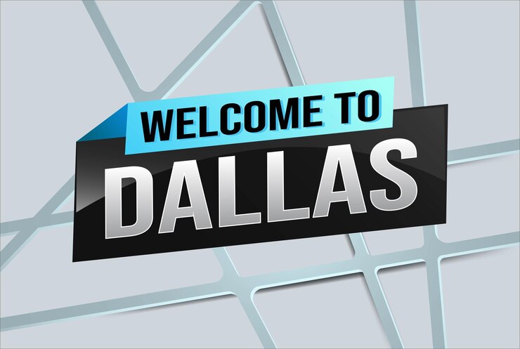 texto bienvenido a la ciudad de Dallas EE.UU. icono logotipo cartel vector diseño moderno gráfico puede usar banner