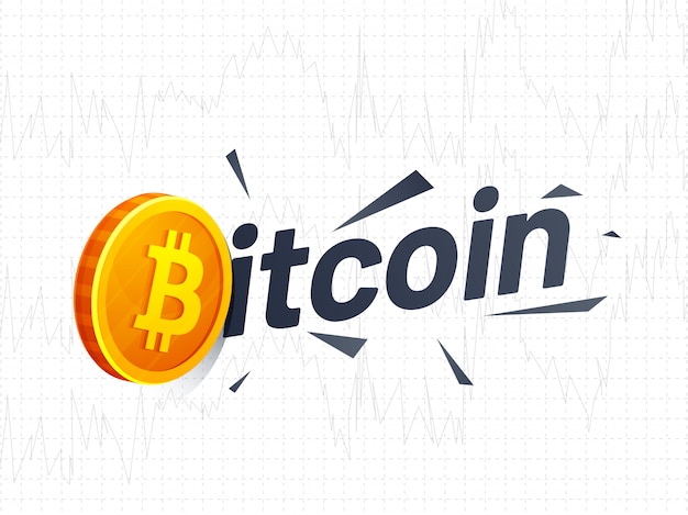 Texto de Bitcoin con símbolo de moneda de oro