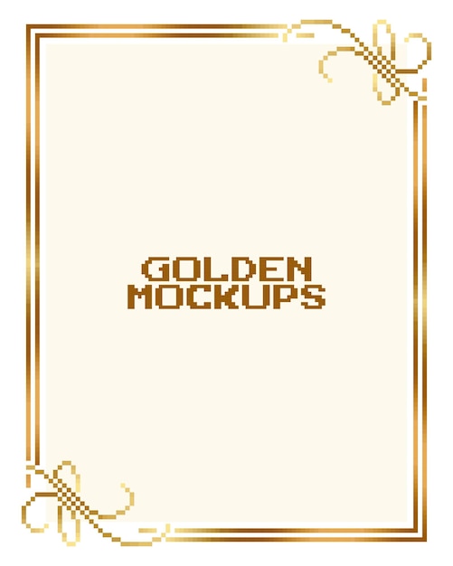 Texto de borde de marco dorado de 8 bits de píxeles dorado para activos de juego en ilustraciones vectoriales