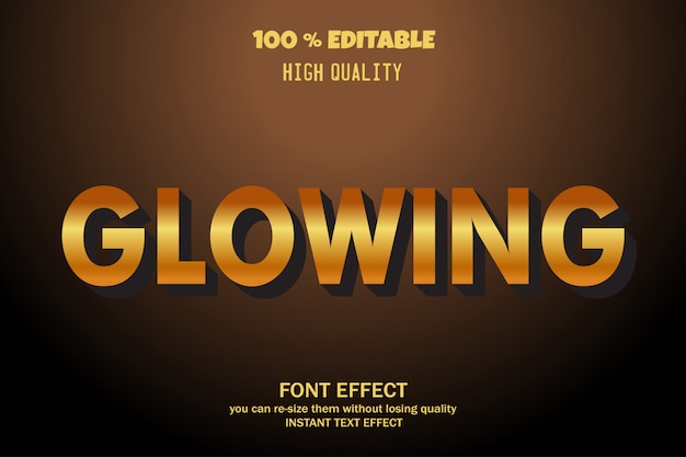 Texto brillante, efecto de fuente editable