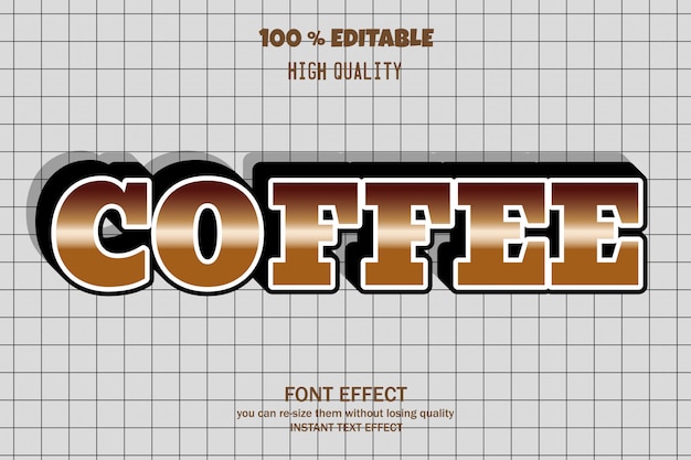 texto de café, efecto de fuente editable