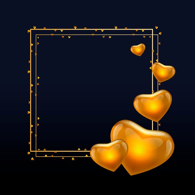 El texto de la caligrafía de Valentine Day del oro con el marco de oro del anillo de la guirnalda del vector para la tarjeta de felicitación blanca de lujo.