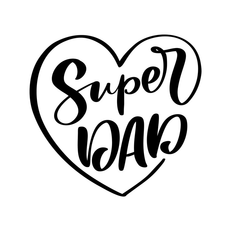 Vector texto de caligrafía vectorial manuscrita super papá en marco de corazón cartel de letras amor familia diseño plano