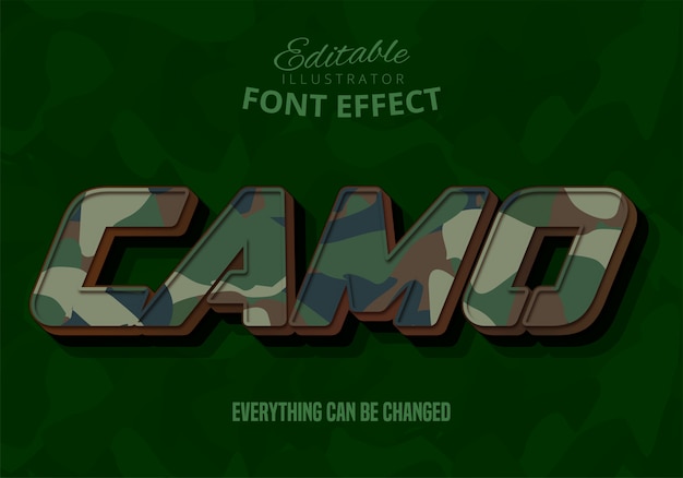 Vector texto de camuflaje, efecto de texto editable