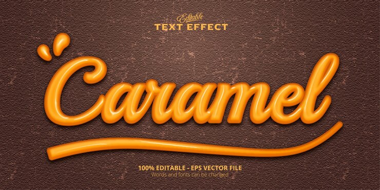 Vector texto caramelo, efecto de texto editable