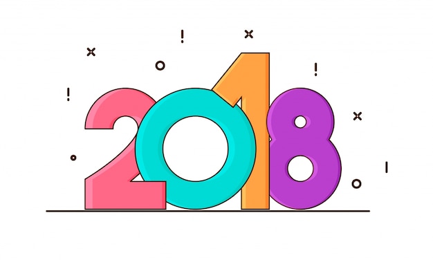 Vector texto colorido 2018 para la celebración del año nuevo