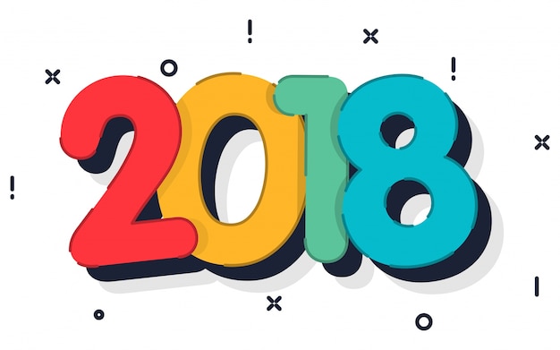 Texto colorido 2018 para la celebración del año nuevo
