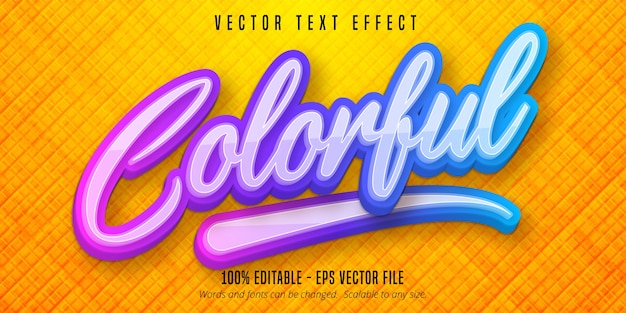 Texto colorido, efecto de texto editable estilo degradado multicolor