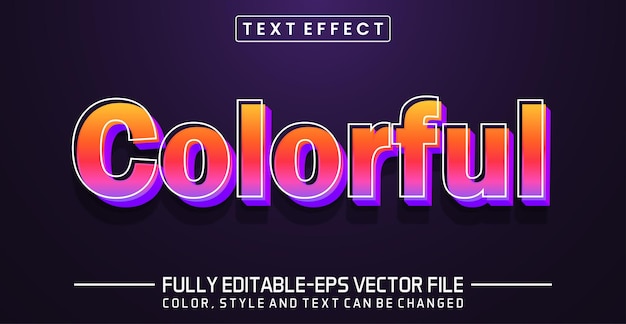 Vector texto colorido en estilo retro colorido con efecto de neón brillante