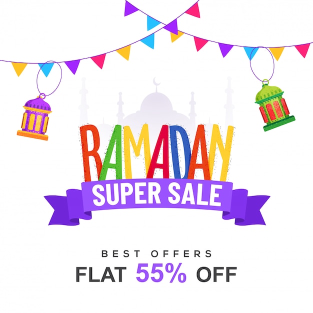 Texto colorido oferta de venta de ramadan super