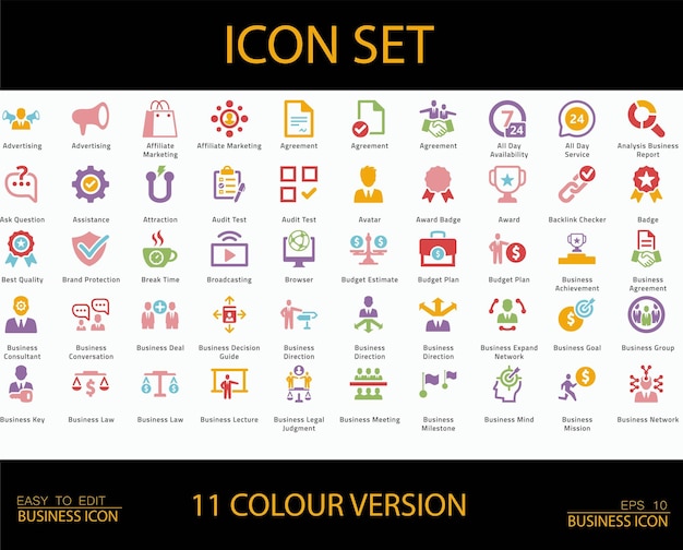 El texto del conjunto de iconos está listo