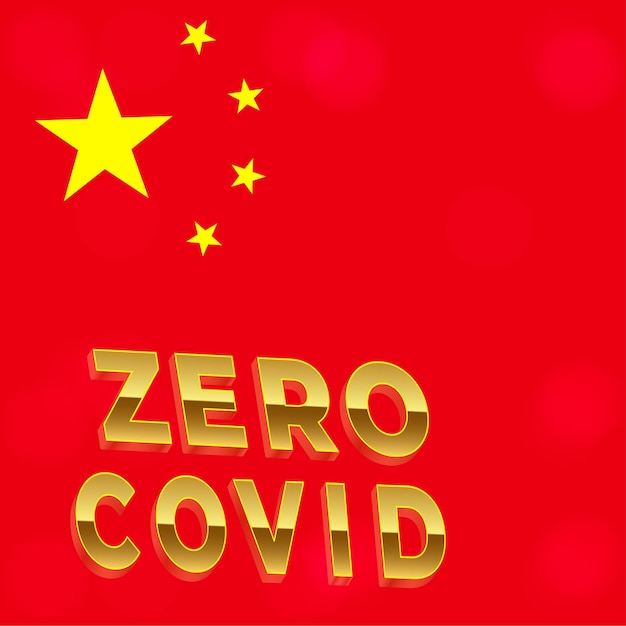 Vector el texto covid cero en el fondo de la bandera de china