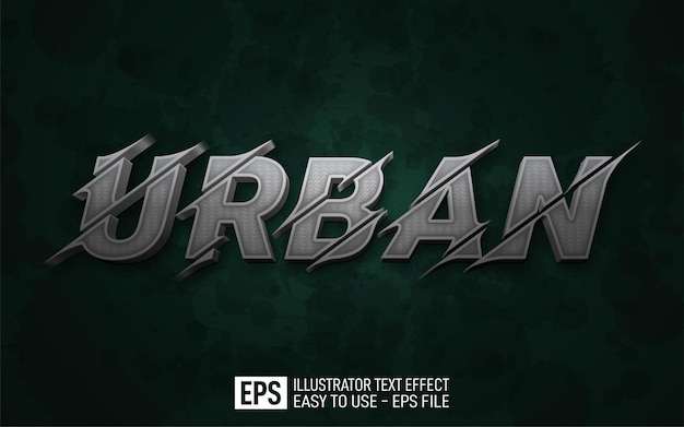 Texto creativo 3d urban, plantilla de efecto de estilo editable