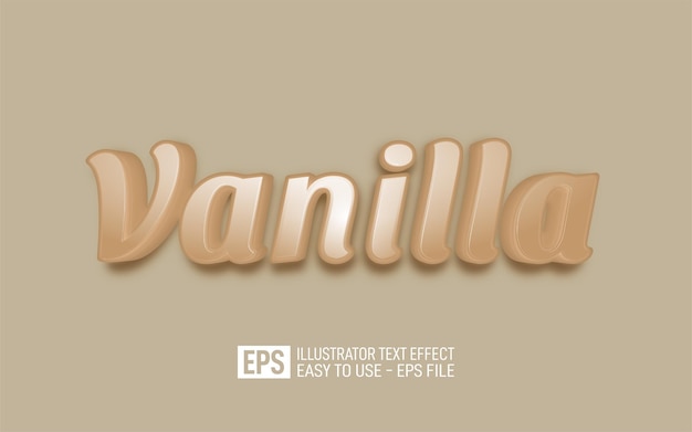 Texto creativo 3d vainilla, plantilla de efecto de estilo editable