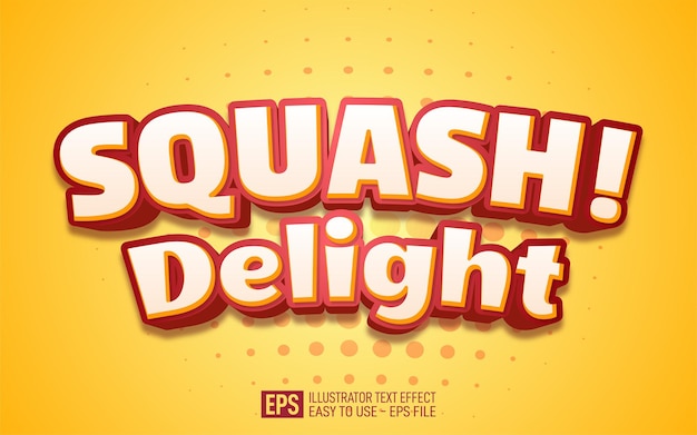 Texto creativo Squash Delight, plantilla de efecto de estilo editable