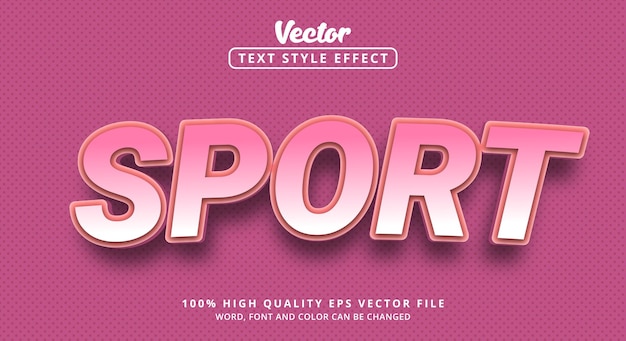 Texto deportivo con estilo de combinación de color rosa claro, efecto de texto editable
