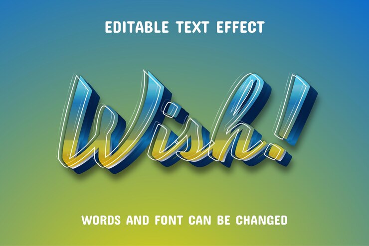 Vector texto de deseo efecto de texto degradado editable