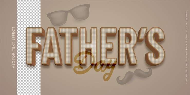 Vector texto del día del padre efecto de texto de estilo 3d editable