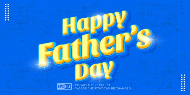 Vector texto del día del padre feliz efecto de texto editable de estilo 3d