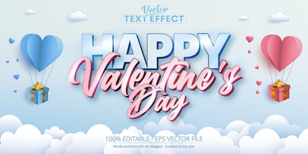 Texto del día de San Valentín, efecto de texto editable de estilo caligráfico