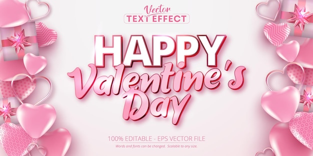 Texto del día de san valentín, efecto de texto editable de estilo caligráfico