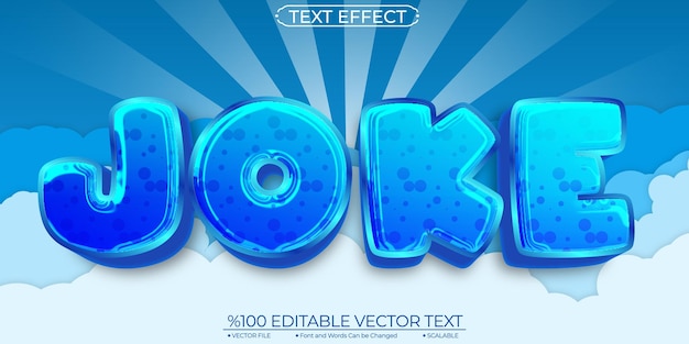 Texto de dibujos animados Broma brillante azul Efecto de texto vectorial de plantilla editable y escalable