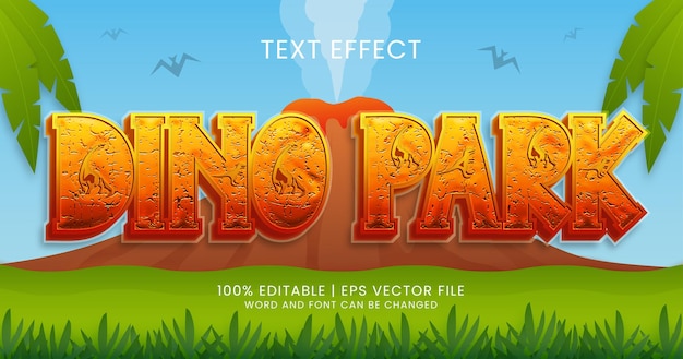 Texto de Dino park, plantilla de estilo de efecto de texto editable