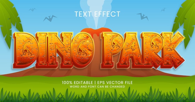 Texto de dino park, plantilla de estilo de efecto de texto editable