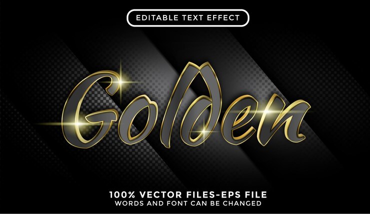 Vector texto dorado en 3d. vectores premium de efecto de texto editable