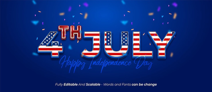 Vector texto editable 4 de julio feliz día de la independencia