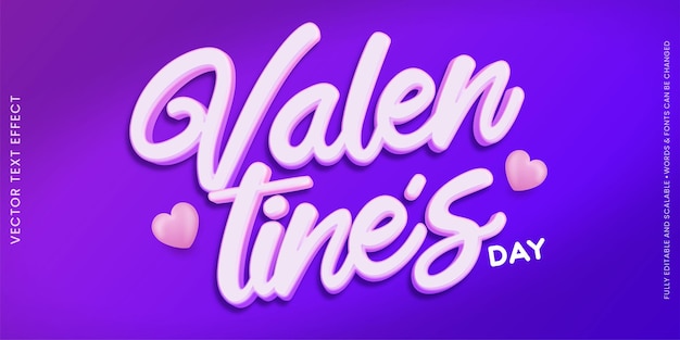 Texto editable para el día de San Valentín con estilo de texto tridimensional