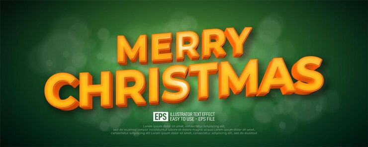 Vector texto editable efecto de estilo 3d de navidad sobre fondo verde