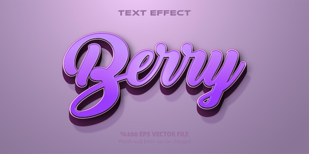 Vector un texto editable elegante con efecto de texto editable de estilo de dibujos animados de toque rosa suave berry