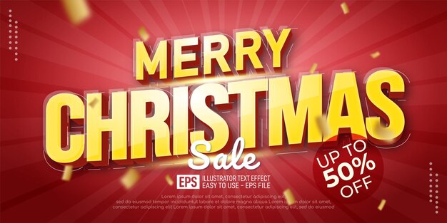 Texto editable Estilo de texto de Feliz Navidad adecuado para promoción de banner navideño